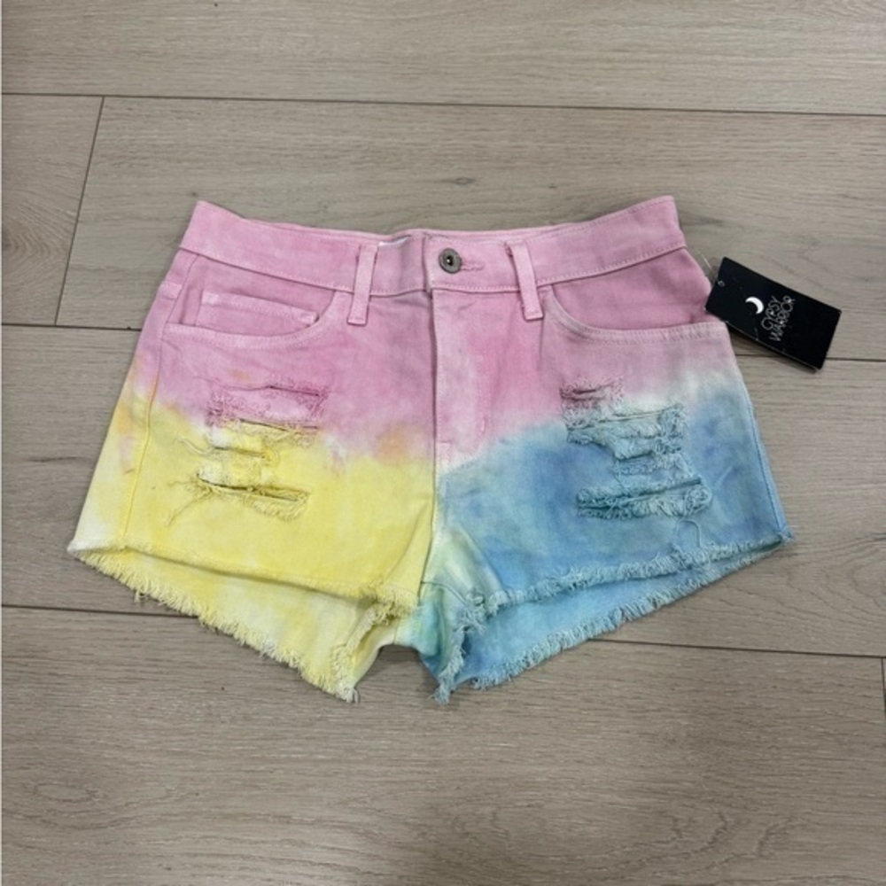 Gypsy Warrior Tie-Dye Distressed Denim Shorts